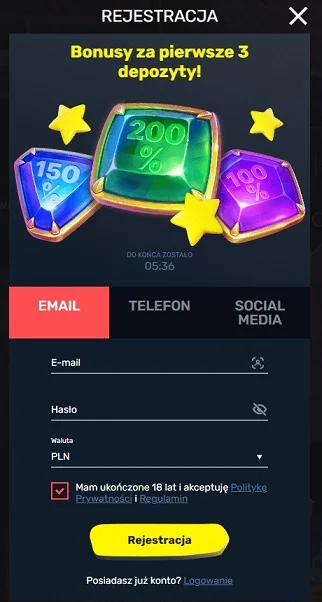 Rejestracja - slotty way casino
